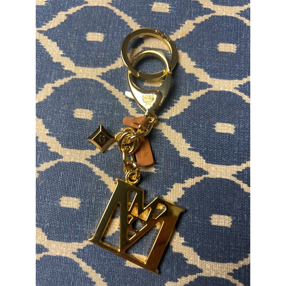 MCM Keychain Logo Charm Metal Gold Hardware MCM Keyring Bag Charm